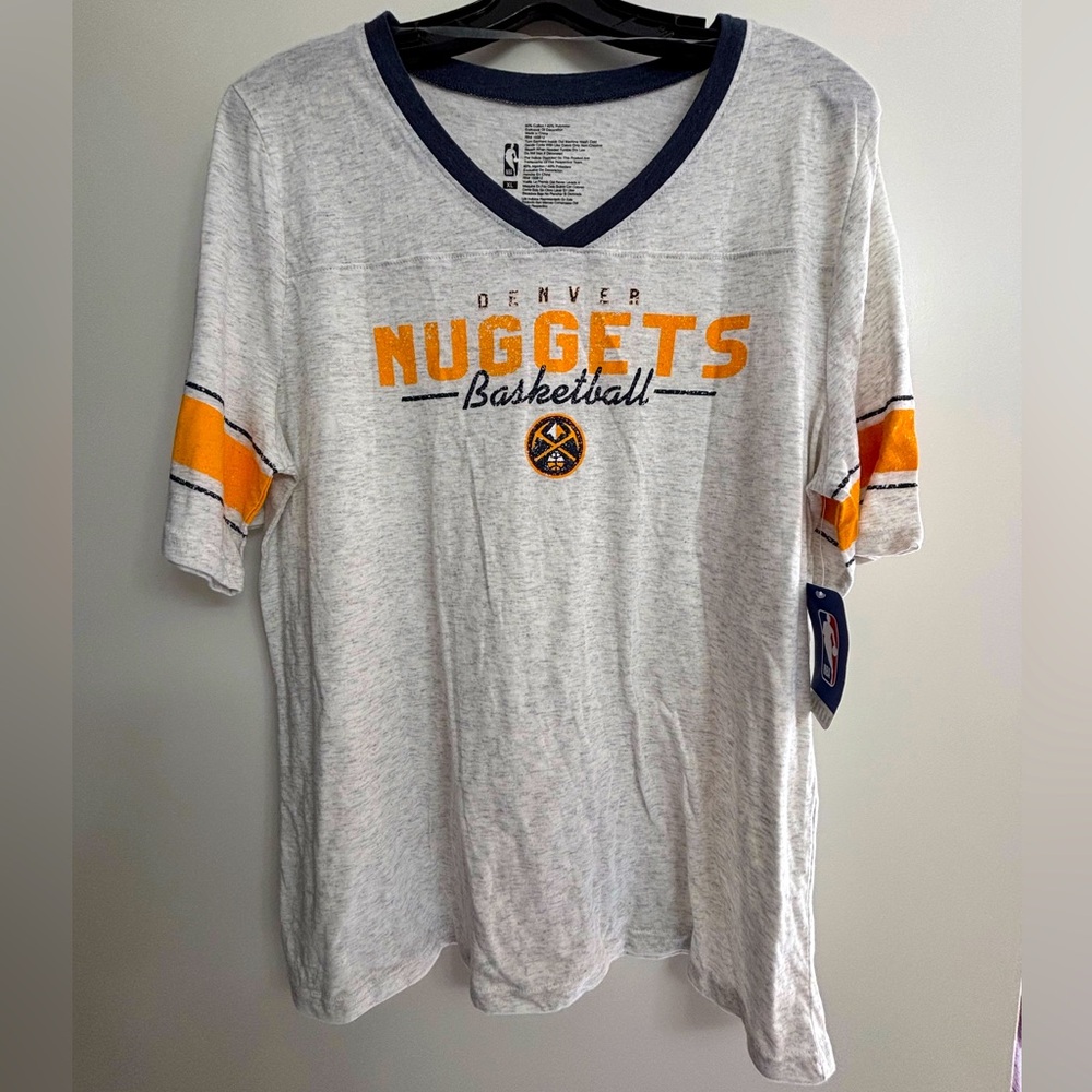 Brand New! With Tags! Denver Nuggets NBA Team gray short sleeve shirt 🏀💛💙 XL